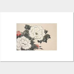 Flowers painting, japanese art, asian rose Posters and Art